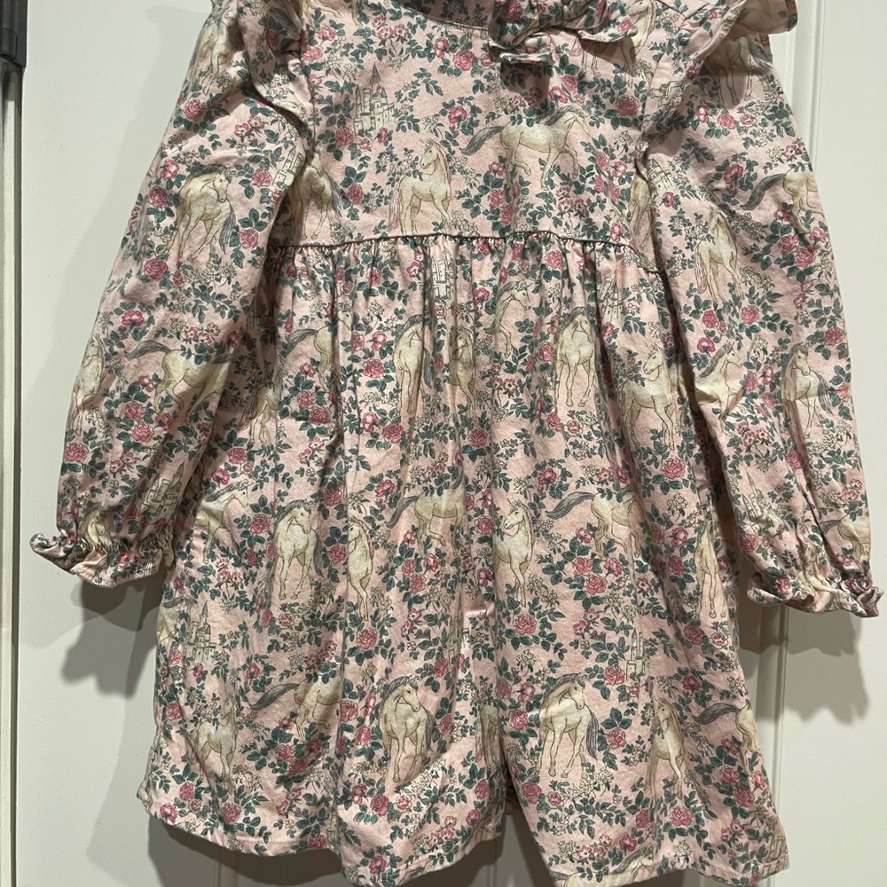 Janie & Jack size 3T floral unicorn long sleeve dress